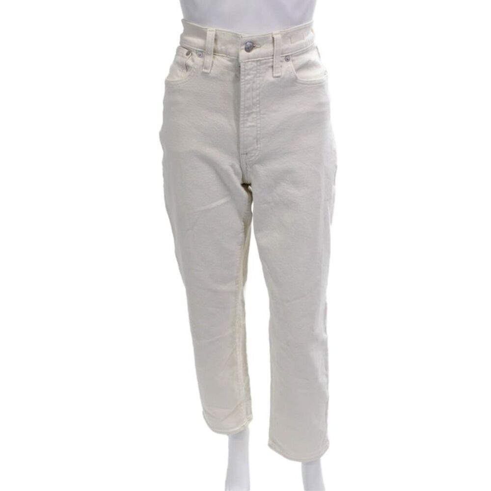 Madewell Women Cropped Ankle Jeans White High Rise Cotton Size 27